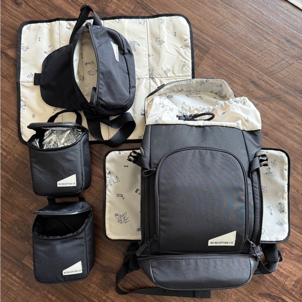 Kids Black Convertible Diaper Backpack with Changing Pad